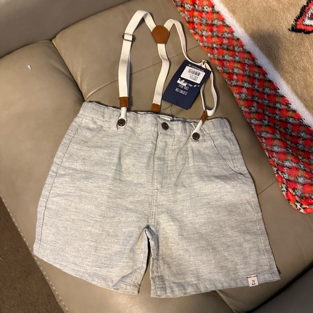 Me & Henry Gray Toddler Shorts with Suspenders